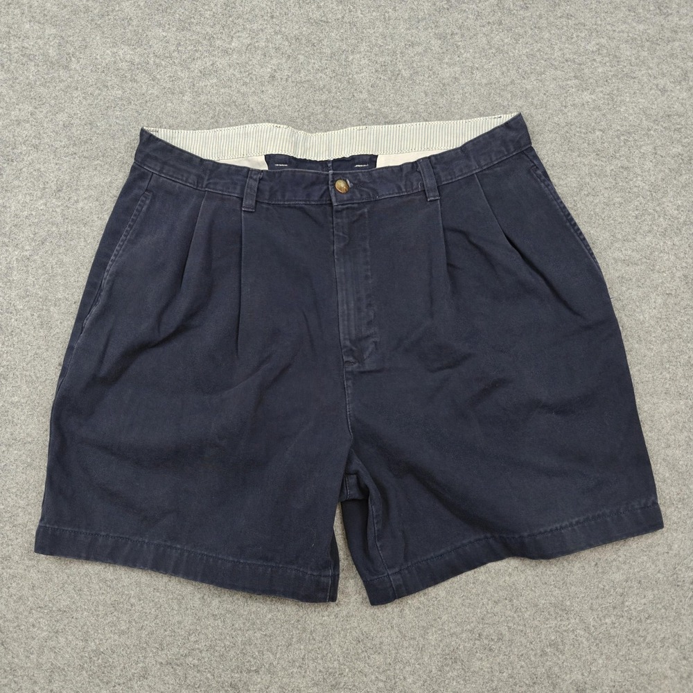 Vintage Bill Blass Pleated Chino Shorts Mens 36 Blue 9" Inseam Relaxed Fit